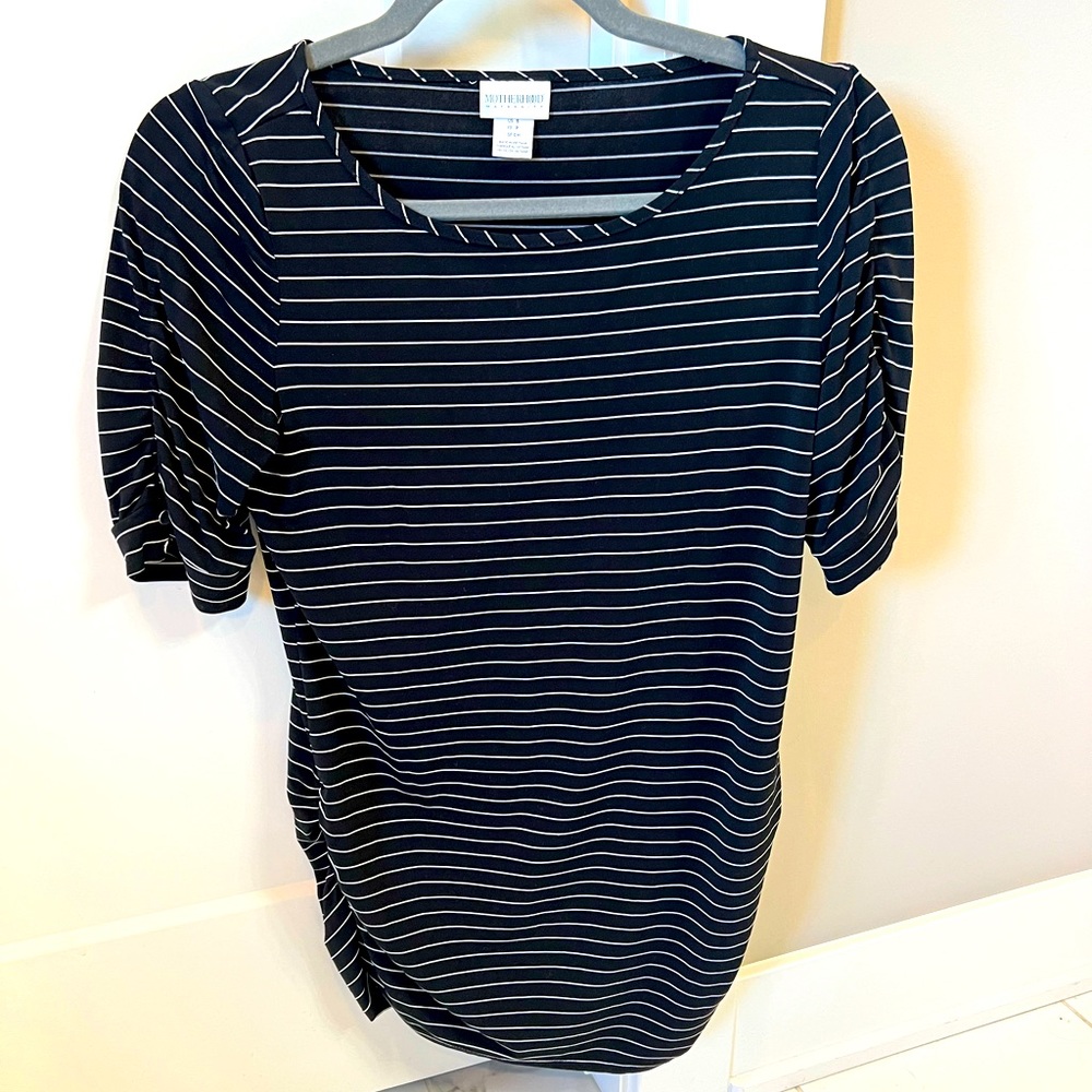 Motherhood Black White Striped Small Shirt